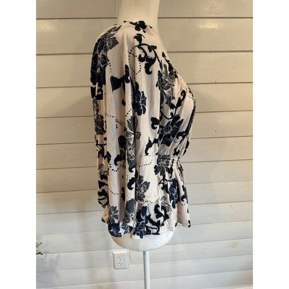 Free People Womens Floral Angel Sleeves Blouse Small - Picture 3 of 9